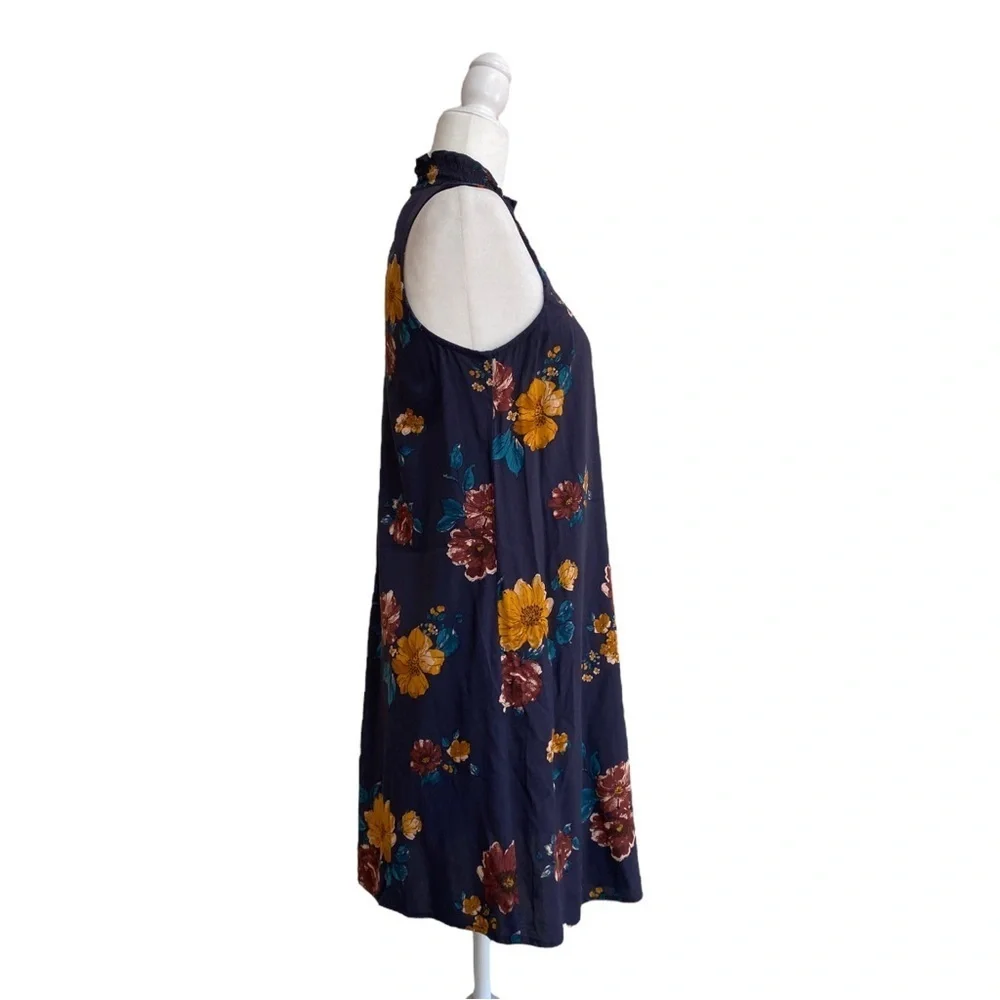 Xhilaration Purple Floral Women S Mock Neck Sleeveless Mini Shift Dress Bohemian - Picture 2 of 15